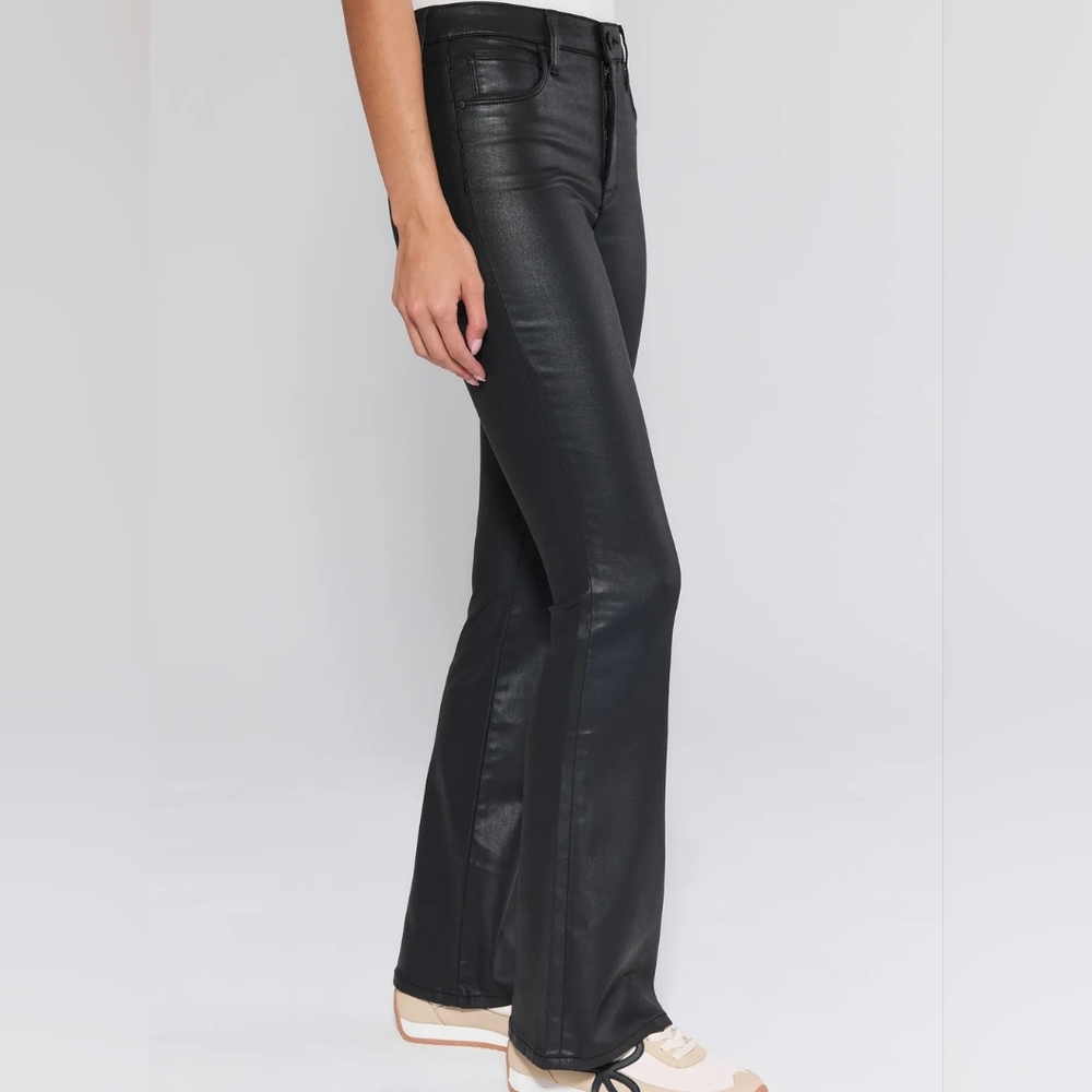 KUT from the Kloth Ana High Rise Fab Ab Coated Flare Pants Black 6 - Picture 5 of 12
